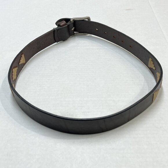 J Crew Belt Womens 30 Brown Genuine Leather Stitched Aztec Southwestern Cowgirl - Picture 9 of 11